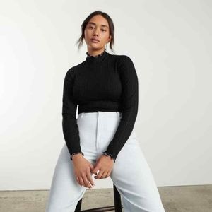 Everlane "The Pleated Turtleneck" Tencel long-sleeve shirt